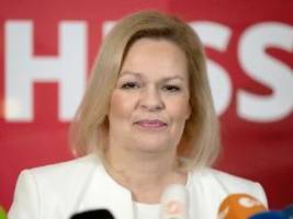 Skepsis auch bei Bundes-Grünen: Union kritisiert Spitzenkandidatur von Faeser in Hessen