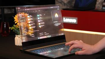 mobile world congress - lenovo zeigt laptop mit durchsichtigem bildschirm und will designer als kunden