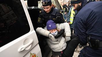 vor dem schwedischen parlament - polizei führt klimaaktivistin greta thunberg ab
