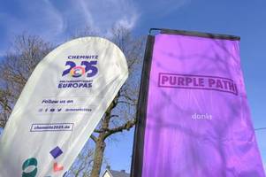 chemnitz: neues kunstwerk am skulpturenweg purple path