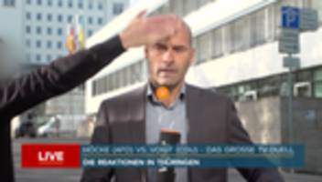 thüringen: tv-reporter während liveschalte vor thüringer landtag angegriffen