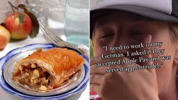 in der schweiz - tourist fragt auf deutsch nach apple pay und bekommt apfelstrudel
