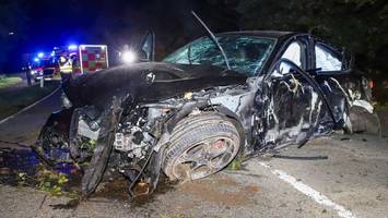 Fünf junge Männer prallen mit Firmenwagen gegen Baum