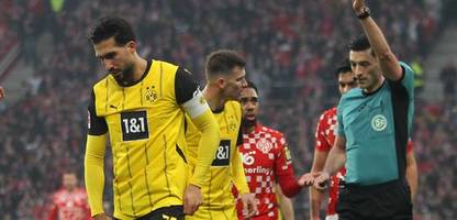 Fußball-Bundesliga: Emre Can fliegt vom Platz – Dortmund verliert in Mainz, Bayern München gewinnt auf St. Pauli