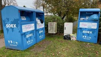 hilferuf: altkleidercontainer sind völlig überfüllt