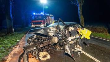 Auto prallt frontal gegen Baum: Fahrer lebensgefährlich verletzt