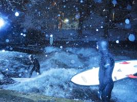 schnee in münchen: surfen im schneesturm