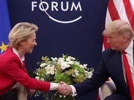 US-Präsident will Gespräche: Trump nennt von der Leyen fantastisch - die reagiert amüsiert