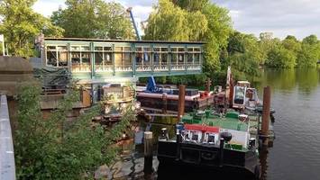 terrasse weg, beach-bar geschlossen: anleger mühlenkamp ist gesperrt
