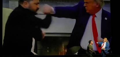 theater in hongkong: hier ballen trump und selenkskyj die fäuste