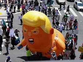 parallel zu trumps parade: Überall in den usa wird gegen den könig protestiert