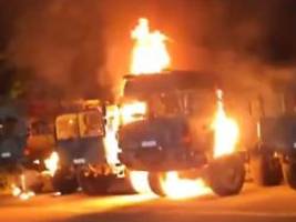 sechs lastwagen in flammen: kreml-kanäle prahlen mit anschlag auf bundeswehr in erfurt
