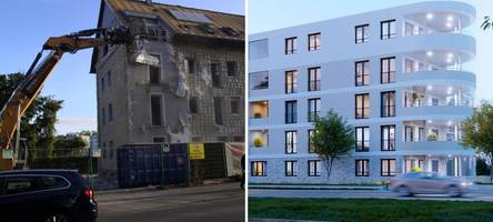 abrissarbeiten für neubauprojekt am wittelsbacher park starten - so soll es hier einmal aussehen