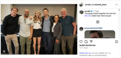 »Scrubs«: Sarah Chalke, Zach Braff und Donald Faison für Dreharbeiten wiedervereint