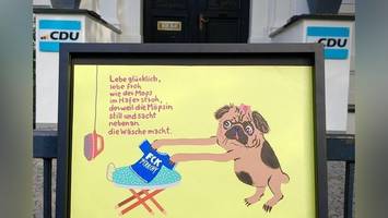 Alarm bei der CDU: Die Polizei kommt – wegen eines Mops-Plakats