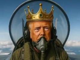 Im Jet mit Fäkalien-Bomben: Trump kontert Proteste mit KI-Videos als König