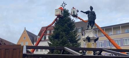 Kaiser Augustus weist den Weg: Weihnachtsbaum in Augsburg wird geschmückt