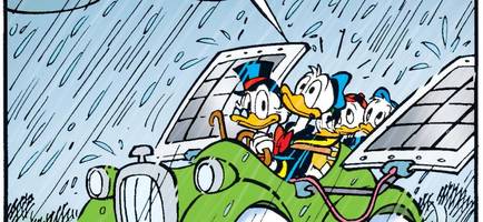 aufgepasst: donald duck fährt jetzt e-auto