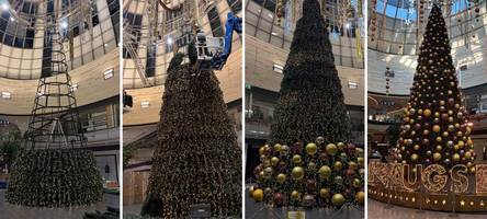 100 Stunden, 1000 Kugeln: So aufwendig ist der Aufbau des Christbaums in der City-Galerie