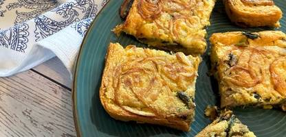 Günstiges Rezept für vegane Quiche mit Farinata-Teig