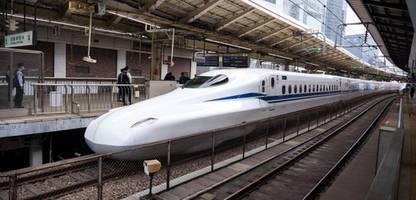 japan: schwan stoppt hochgeschwindigkeitszug shinkansen