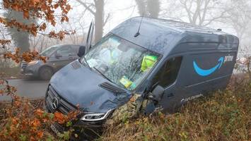 amazon-paketfahrzeug kracht voll beladen gegen baum: fahrerin verletzt