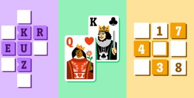 Neue Spiele für Sie: »Solitär«, »Kreuzworträtsel«, »Sudoku« und »Mini-Sudoku«