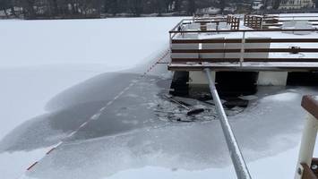 im halensee ins eis eingebrochen: berliner feuerwehr rettet person