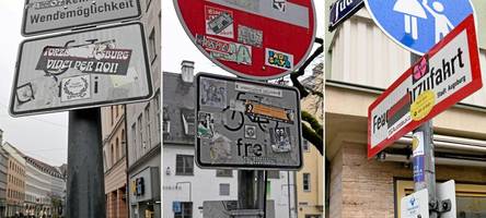 „Sehr problematisch“: So reagiert die Stadt auf die Aufkleber-Flut in der Augsburger Innenstadt