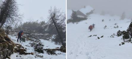 wanderer bleiben im schnee stecken: retter bergen erschöpfte bergsportler