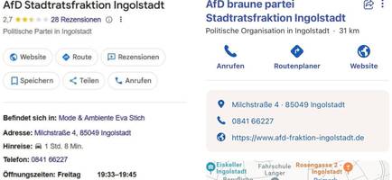von 19.33 uhr bis 19.45 uhr: ingolstädter afd-büro hat „interessante Öffnungszeiten“