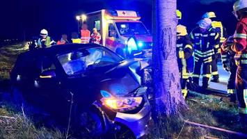 auto landet in der nacht im baum – passanten versorgen verletzten