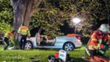 ursache wird ermittelt: mit auto gegen baum geprallt: zwei frauen verletzt