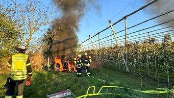 Feuer auf der Obstplantage – dicke Rauchwolke zieht über das Alte Land