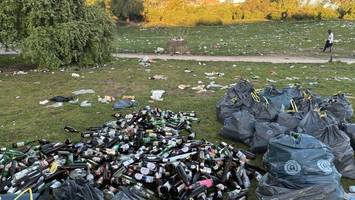 ein meer aus glasflaschen und müll im görlitzer park und mauerpark