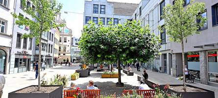 der augsburger martin-luther-platz bekommt den sommer über kübelbäume