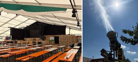 Schneekanone beim Munzinger Feuerwehrjubiläum: So trotzen Vereine bei ihrem Fest der Hitze